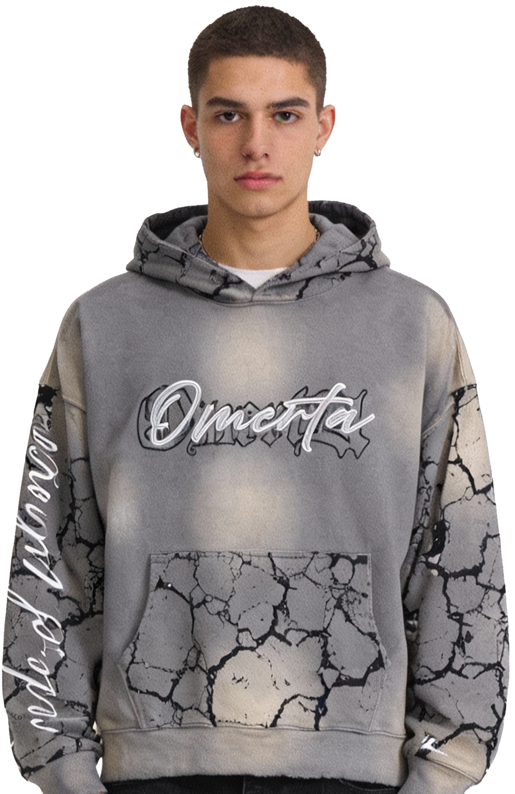 OMERTA Rhinestone Pullover Hoodie