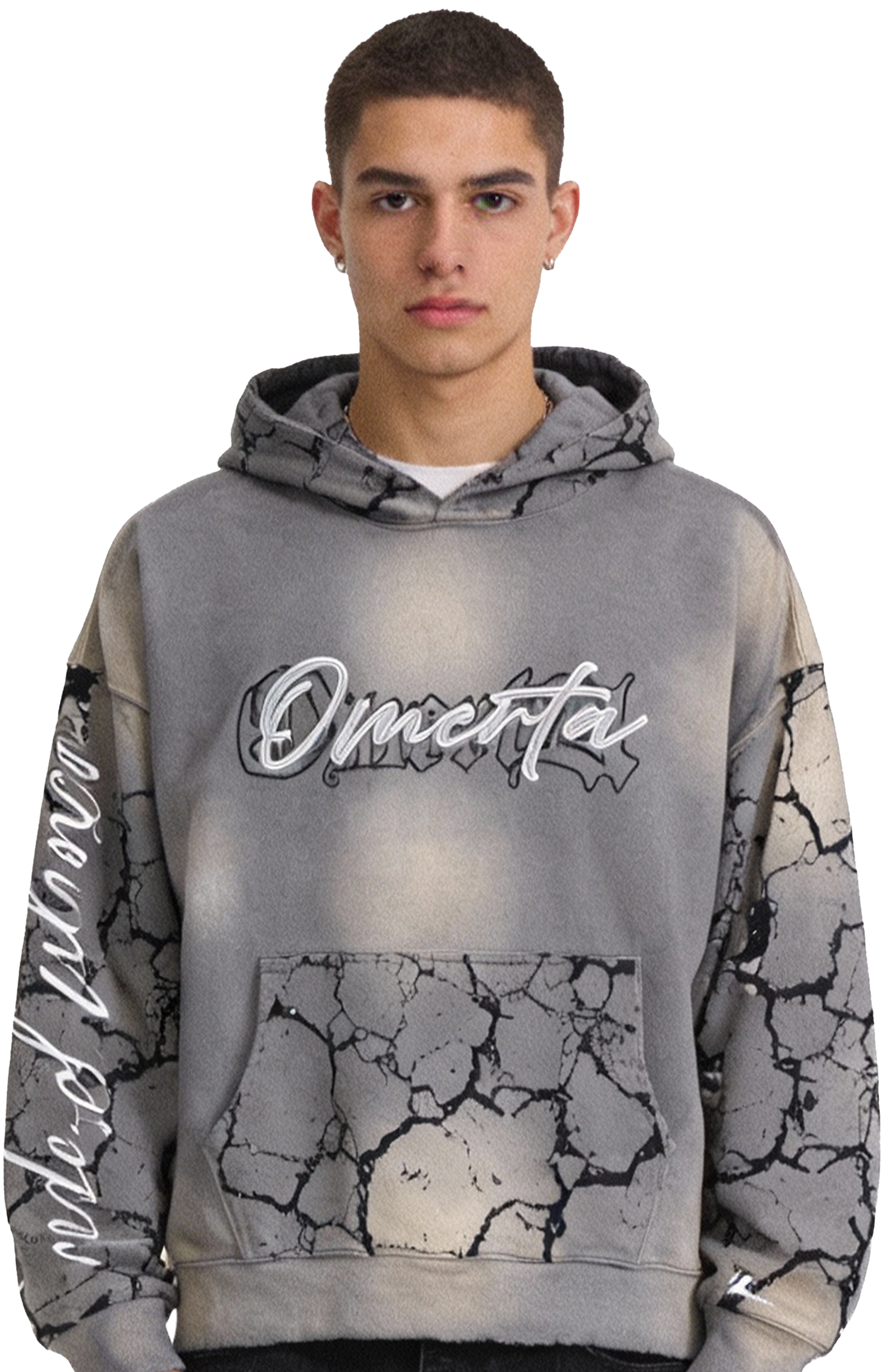 OMERTA Rhinestone Pullover Hoodie