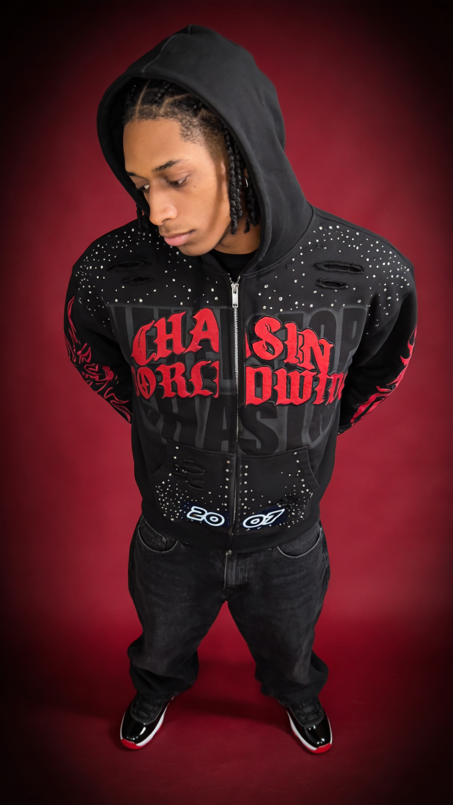 Never Stop (Bred)  Zip up hoodie