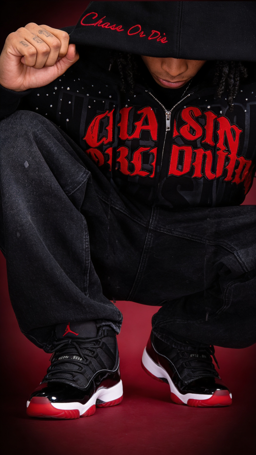 Never Stop (Bred)  Zip up hoodie